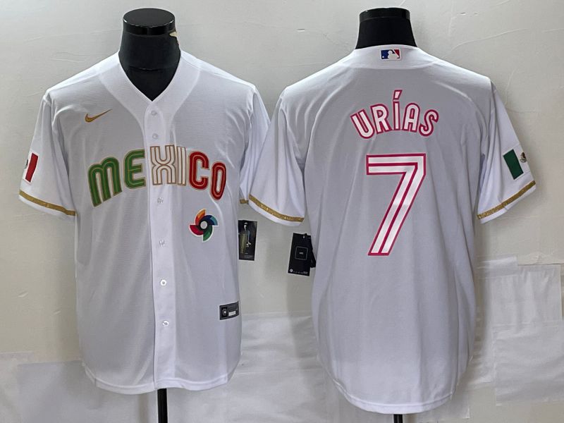 Men 2023 World Cub Mexico #7 Urias White Nike MLB Jersey style 29
